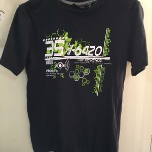 Black Graphic T-Shirt with Green Accents